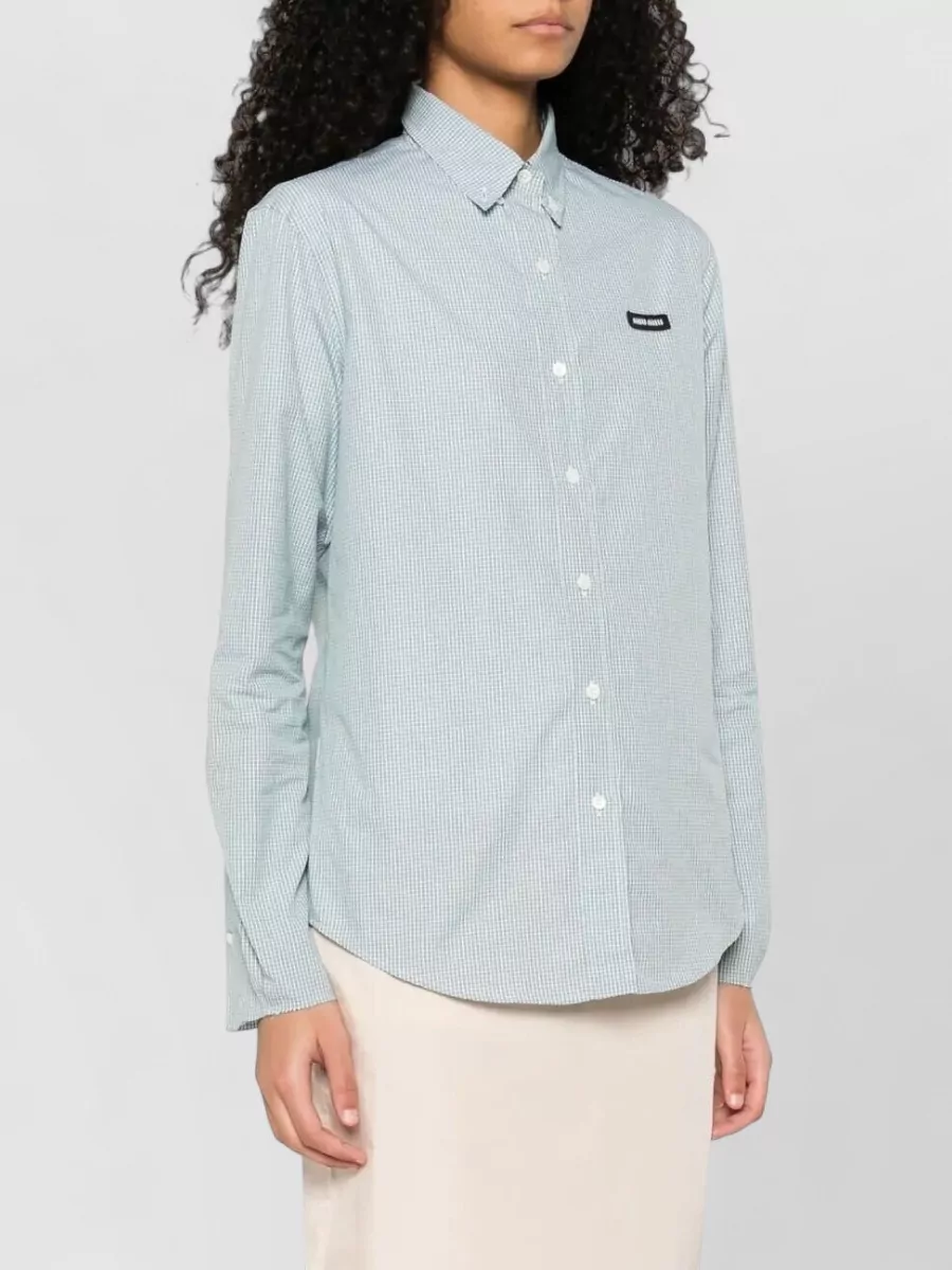 Miu Miu Check Poplin Shirt Long Sleeves Cuffs