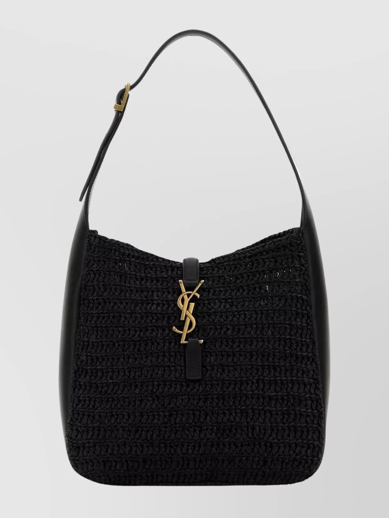 Saint Laurent Small Woven Shoulder Bag With Adjustable Strap In Black