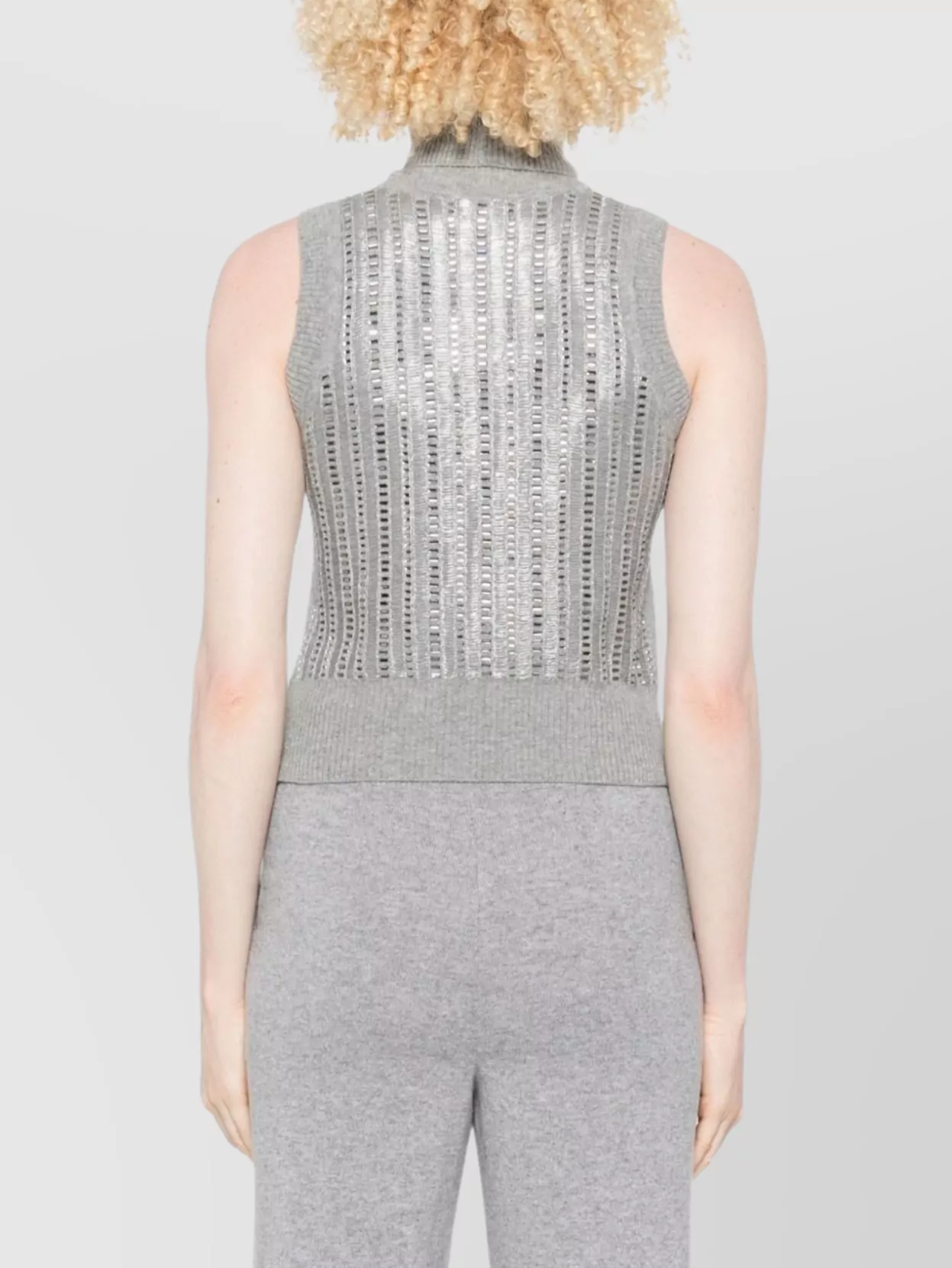 Ermanno Scervino Metallic Turtleneck Sleeveless Tank Top