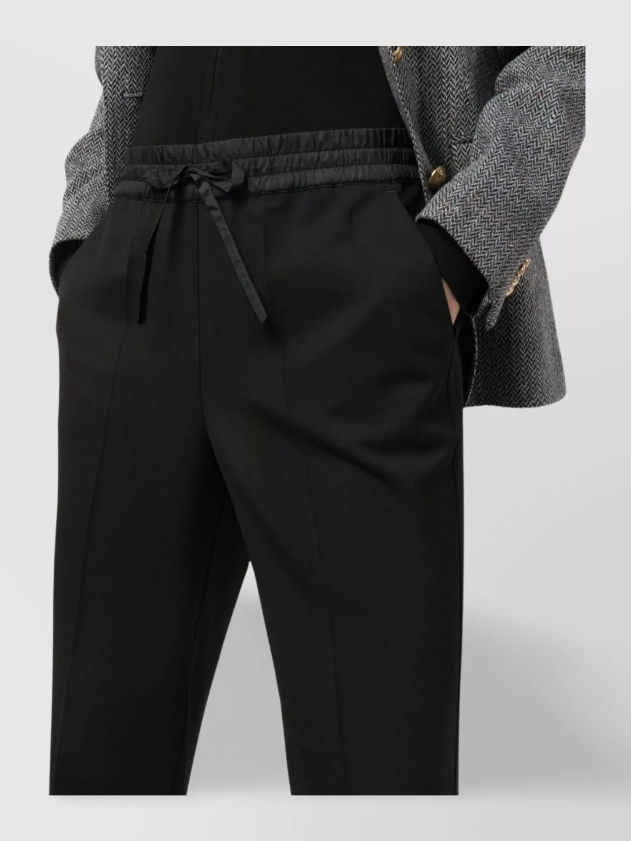 Parosh Wool Blend Drawstring Trousers With Cuffed Hems