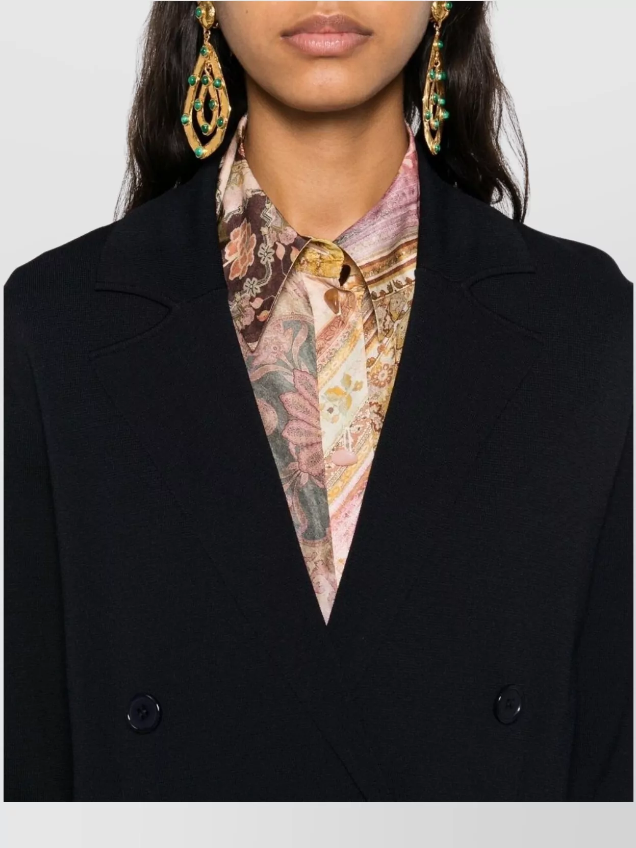 Shop P.a.r.o.s.h Double-breasted Long Coat Notched Lapels