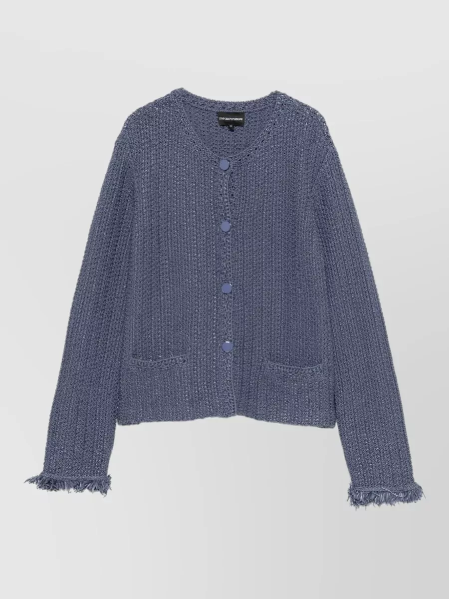 Emporio Armani fringed knit blazer