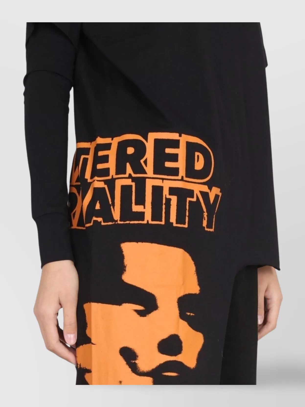 RAF SIMONS TURTLENECK TOP GRAPHIC PRINT ASYMMETRIC HEM