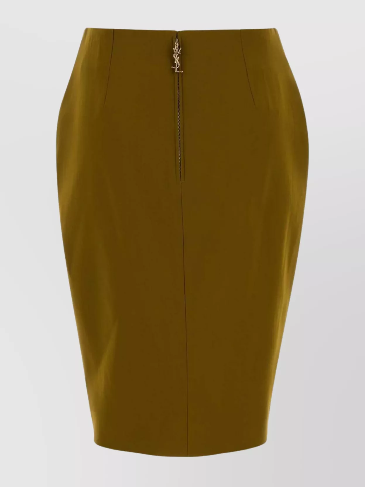 Saint Laurent High Waist Stretch Viscose Blend Skirt In Brown