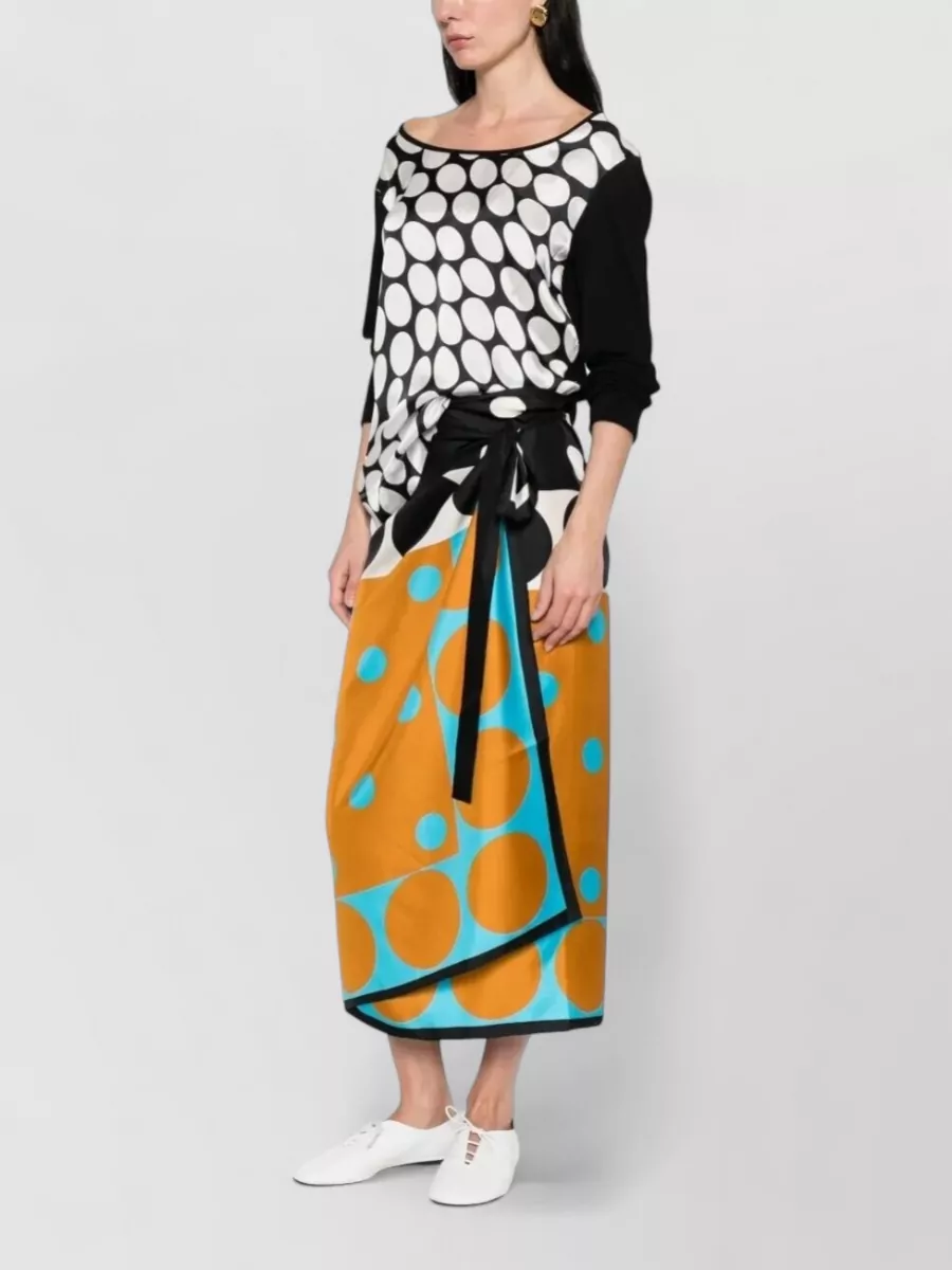 Dries Van Noten Silk Printed Wrap Midi Skirt