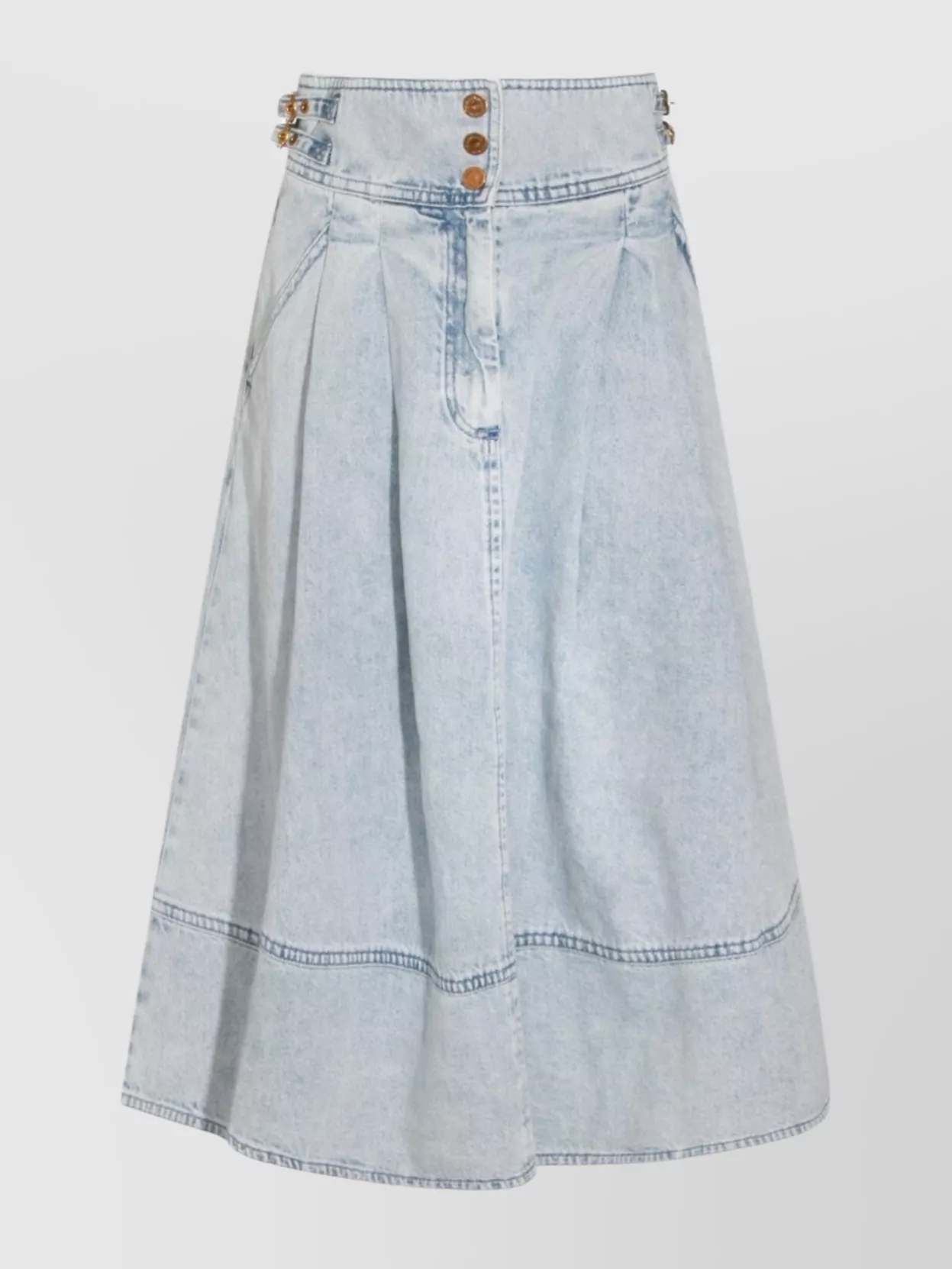 Zimmermann High Waist A-line Midi Skirt With Buttons In Blue