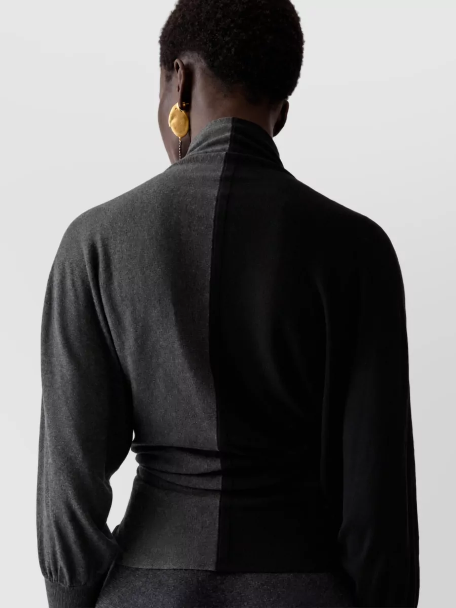Jacquemus Silk Ribbed Turtleneck Long-Sleeve Polo Shirt