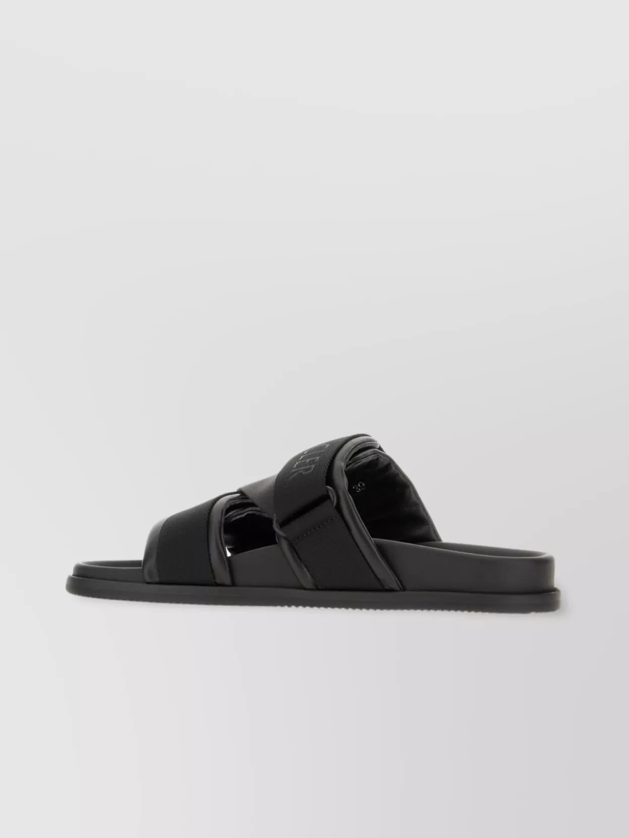 Moncler Leather And Fabric Flat Sole Sandals In Black