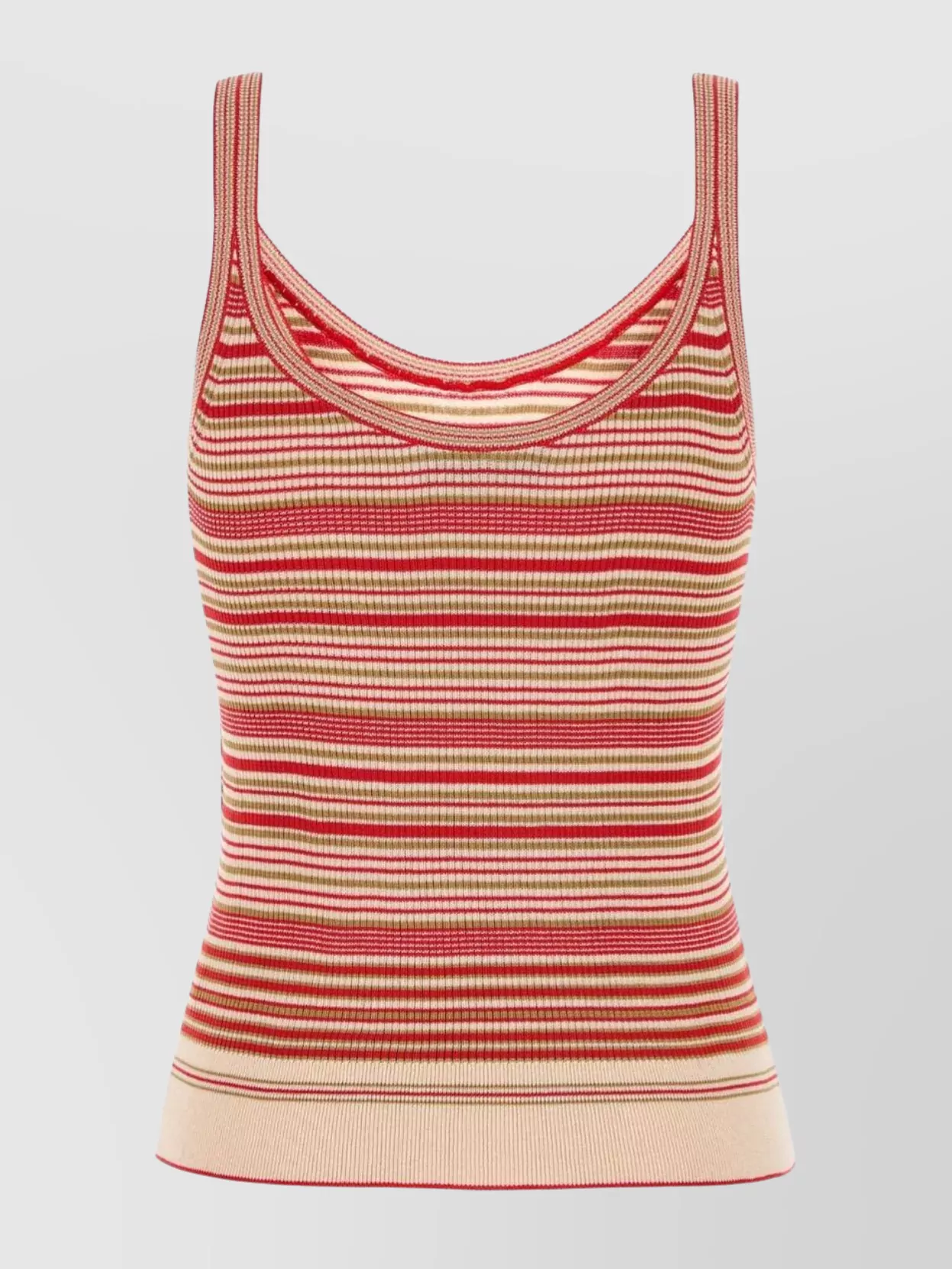 Fendi Beige And Red Striped Cotton And Silk Top In Red