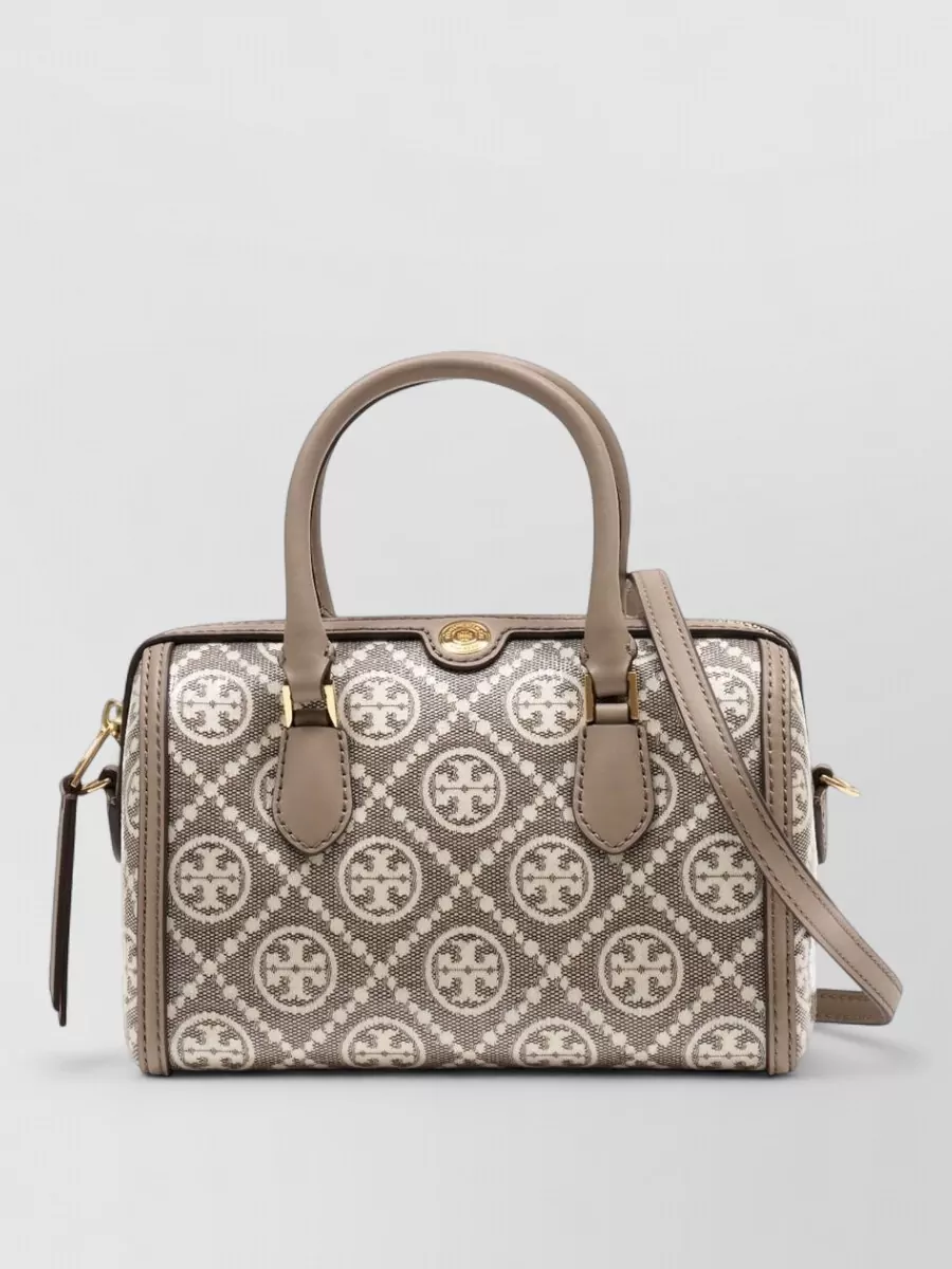 Tory Burch t monogram petite coated canvas barrel bag
