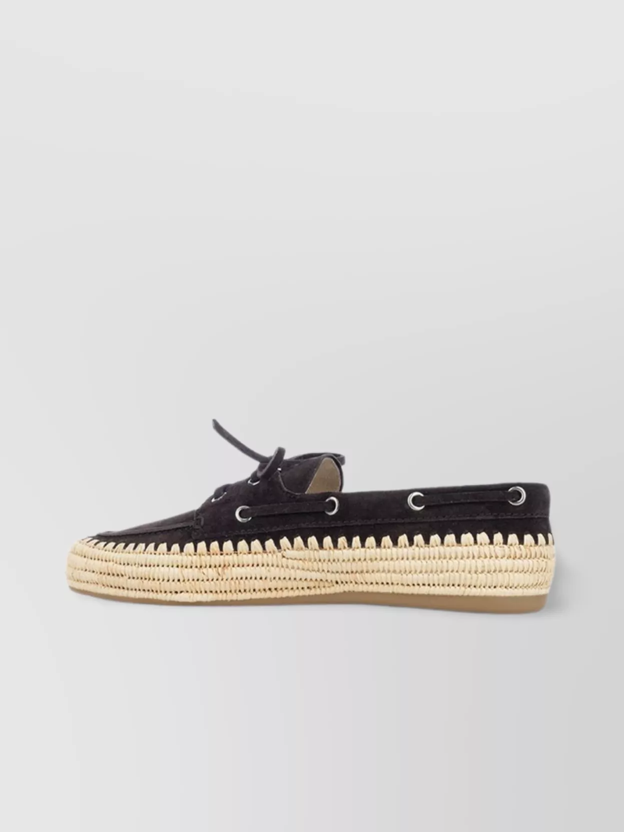Miu Miu Loafers With Espadrille Sole And Eyelet Detailing In Black