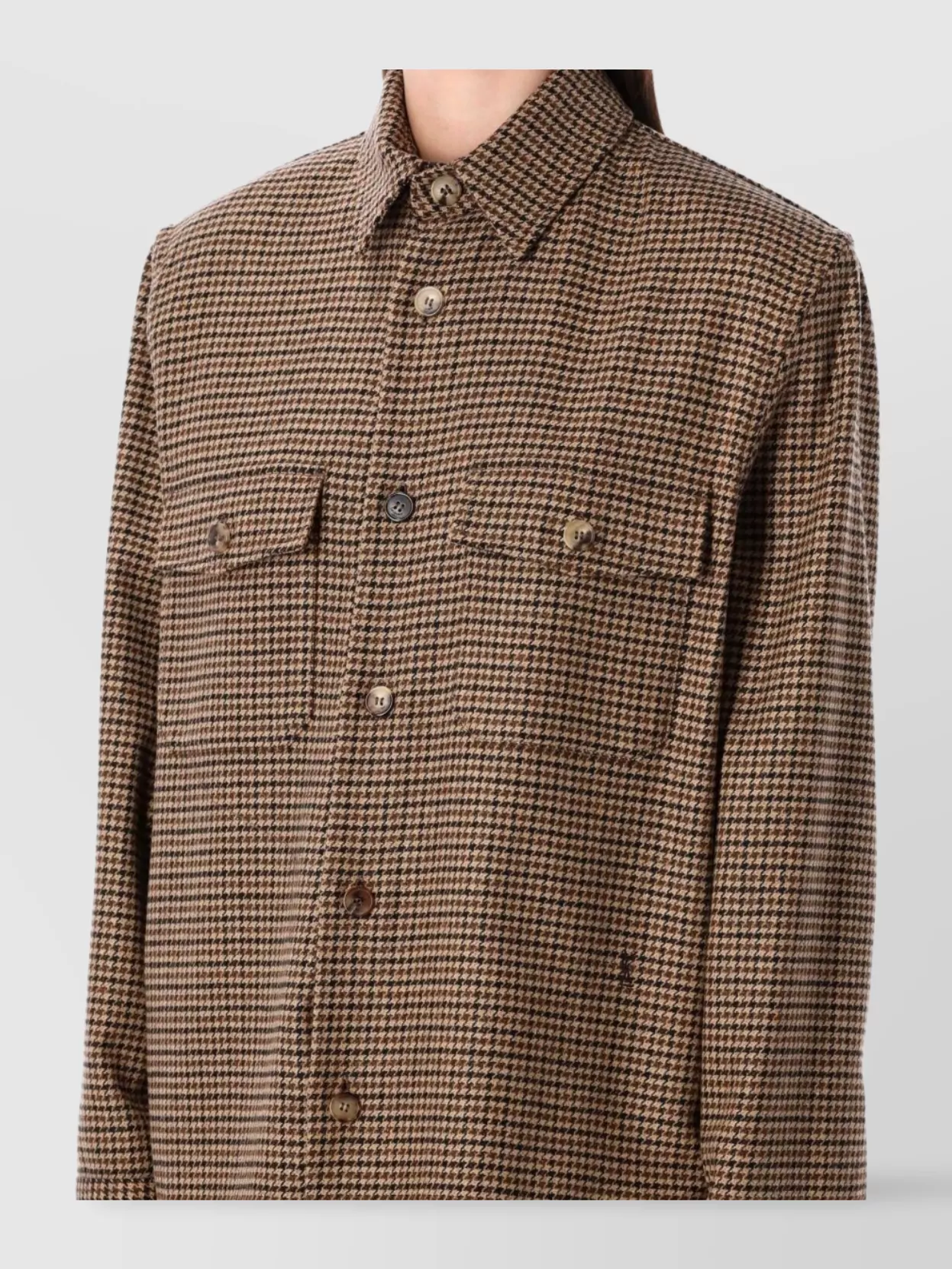 Saint Laurent Long Sleeve Checkered Overshirt Chest Pockets