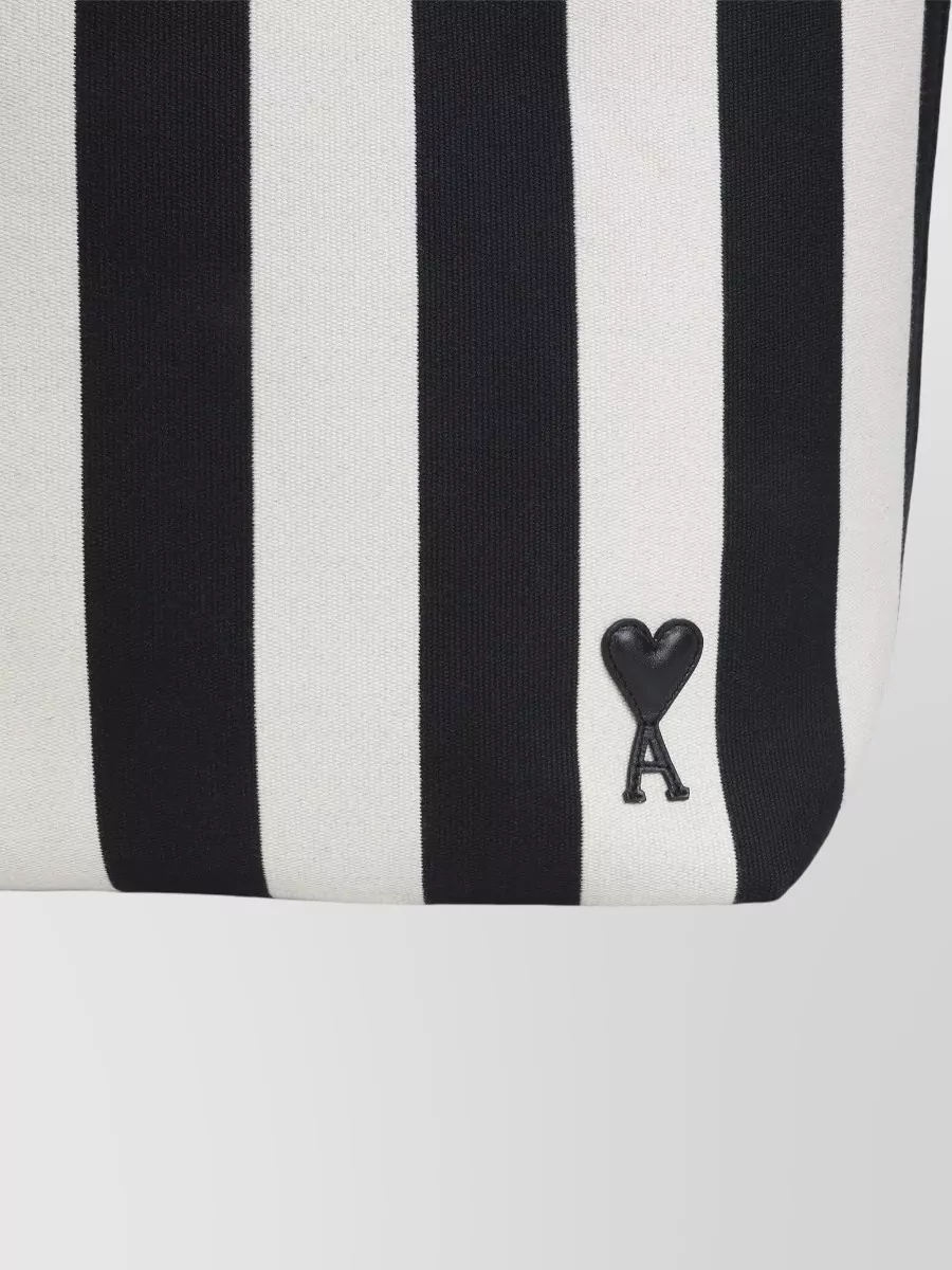 Ami Paris Striped Canvas Tote Bag