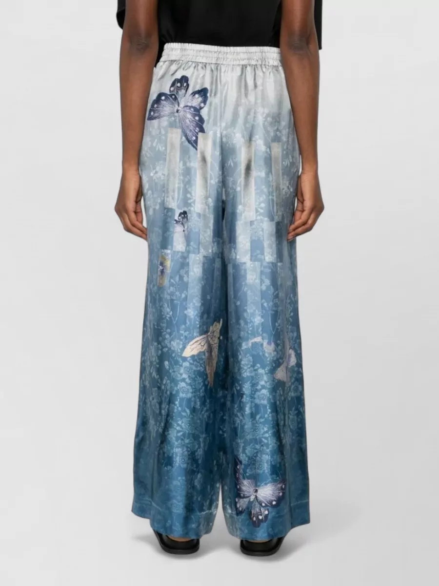 Pierre Louise Mascia Printed Silk Wide-Leg Trousers