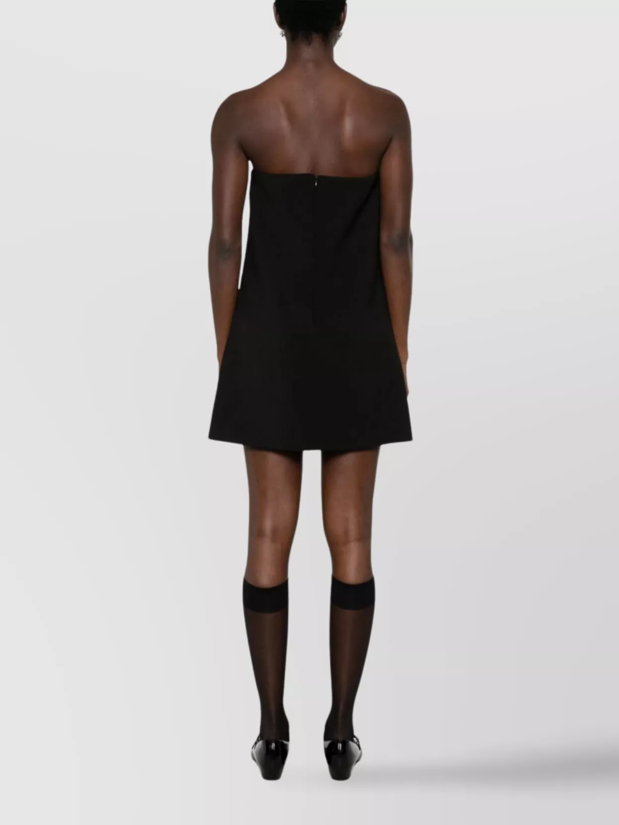 Self-portrait Black Sleeveless Mini Dress With Bandeau And Beaded Oversize Bow In Tech Fabric Woman