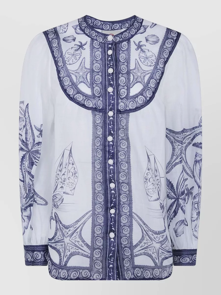 Farm Rio Printed Long-Sleeve Blouse