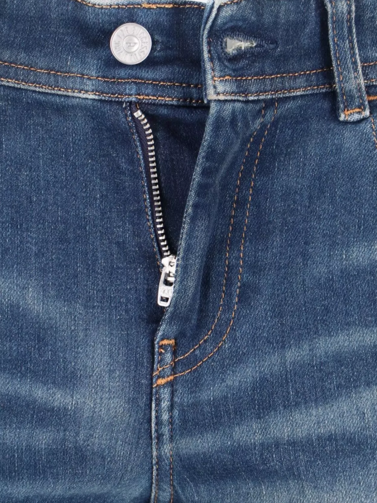 Diesel Straight Trousers With Belt Loops And Faded Effect In Blue