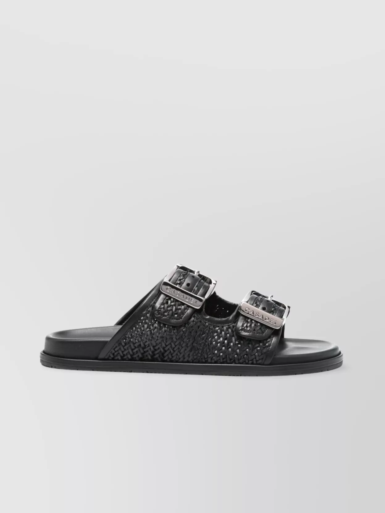 Casadei Perforated Rubber Sole Sandals With Round Toe In Black