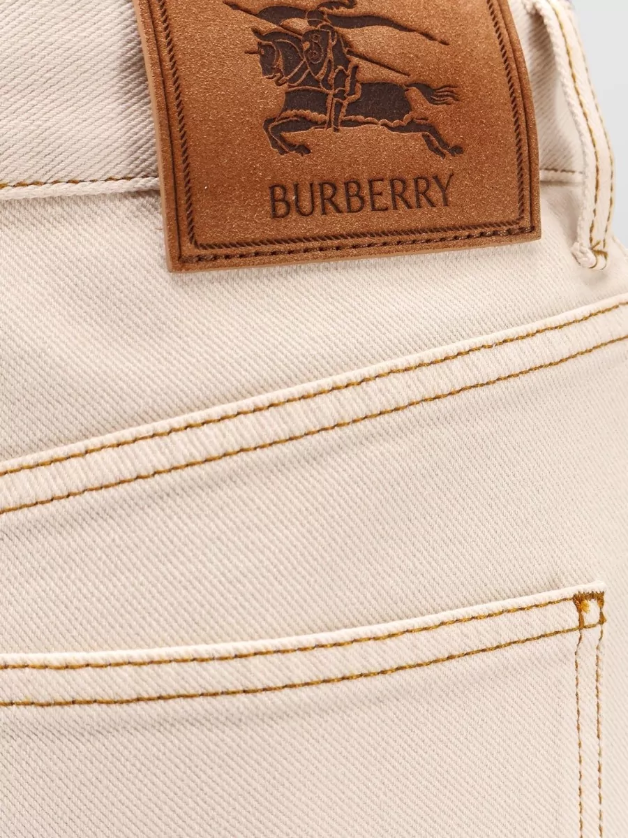 Burberry Straight Trousers Belt Loops Back Pockets In Neutral