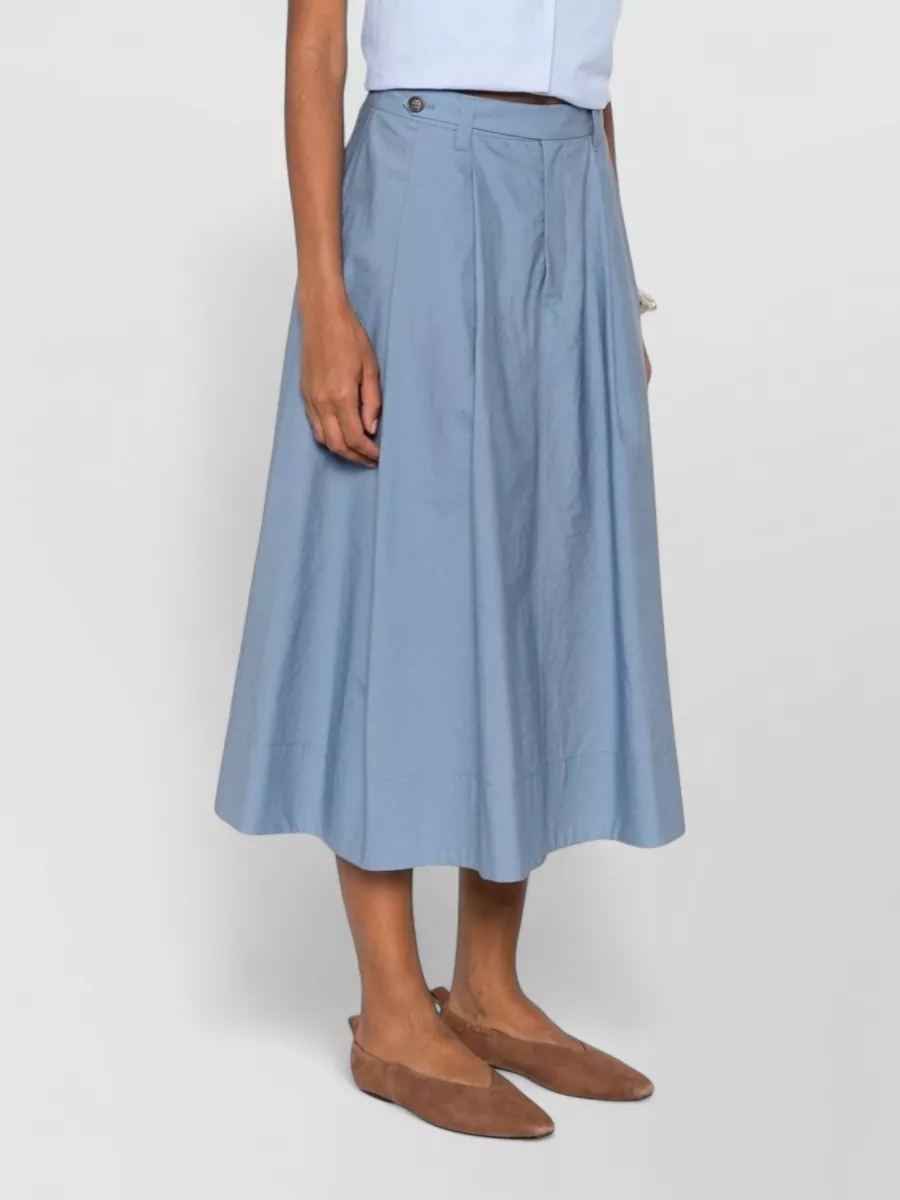 Brunello Cucinelli High Waist Pleated Midi Skirt In Blue