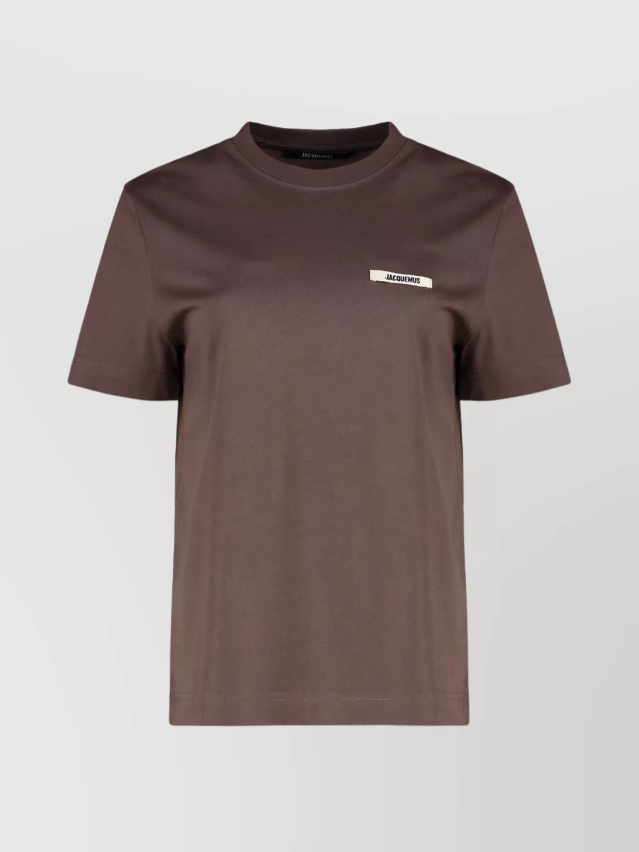 Jacquemus Ribbed Collar Crew-neck T-shirt In Cotton In Brown