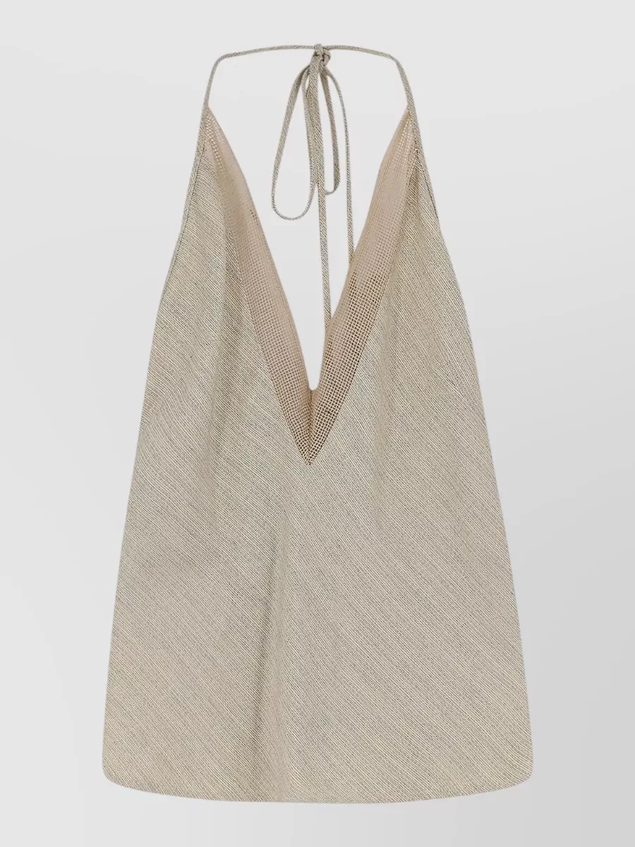 Alysi Viscose linen v-neck short-sleeve blouse