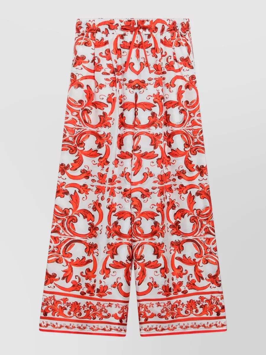 Dolce&Gabbana silk high-rise wide-leg printed trousers