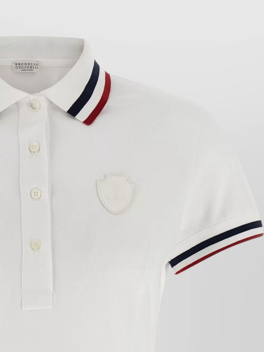 Brunello Cucinelli Logo Embroidery Cotton Mini Dress