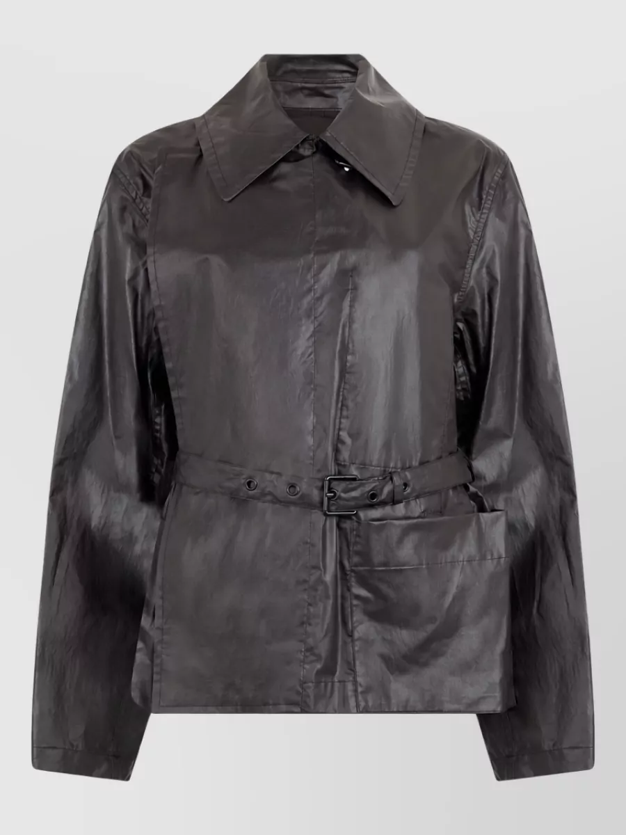 Lemaire Coated cotton belted single-breasted coat