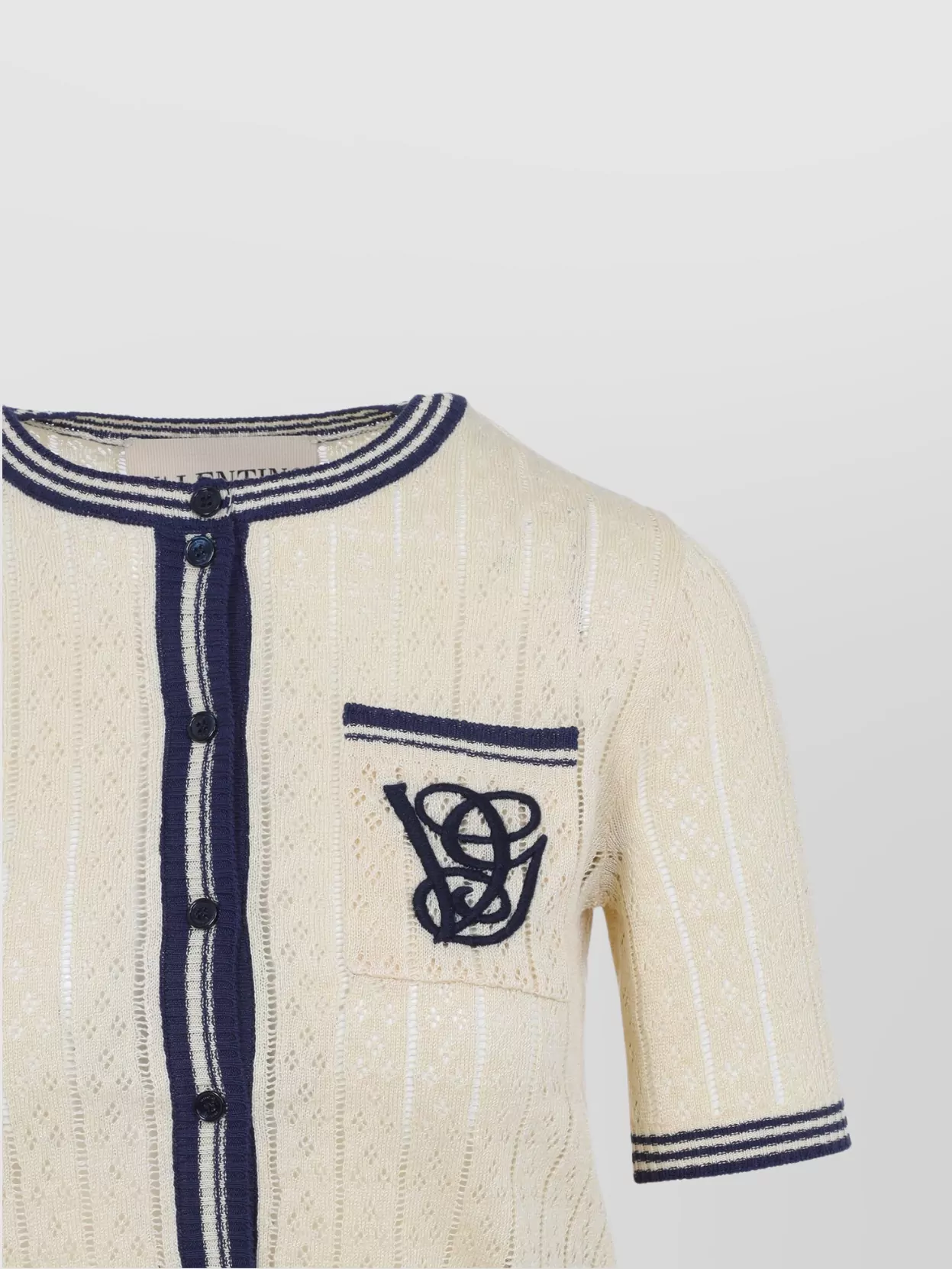 Valentino Striped Linen Cardigan Monogram Pocket