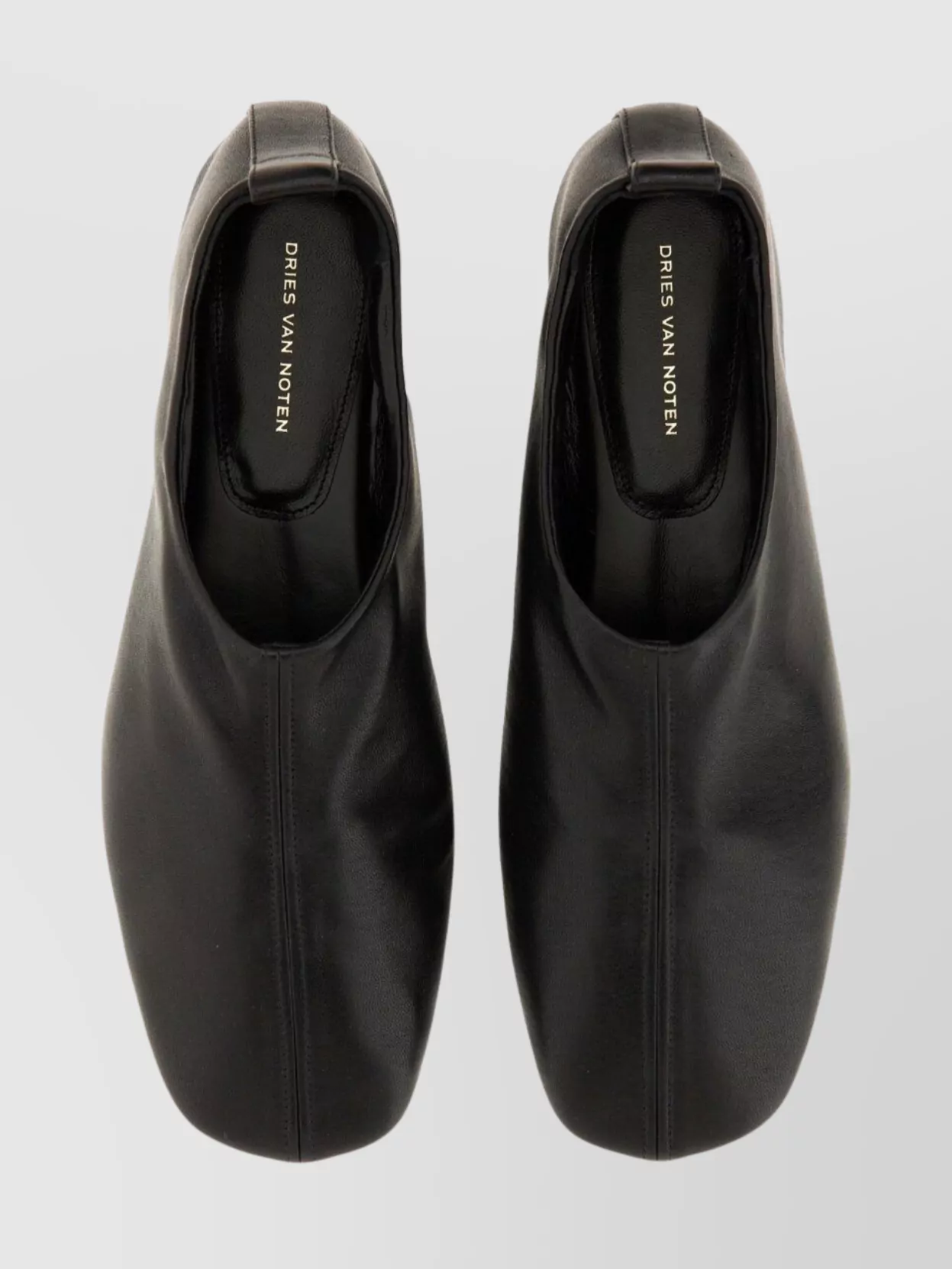 Dries Van Noten Square Toe Leather Ballerina Shoes