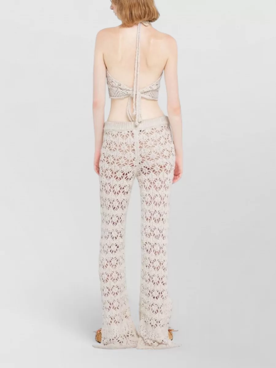 Alanui Crochet Halterneck Cotton Top Open Back