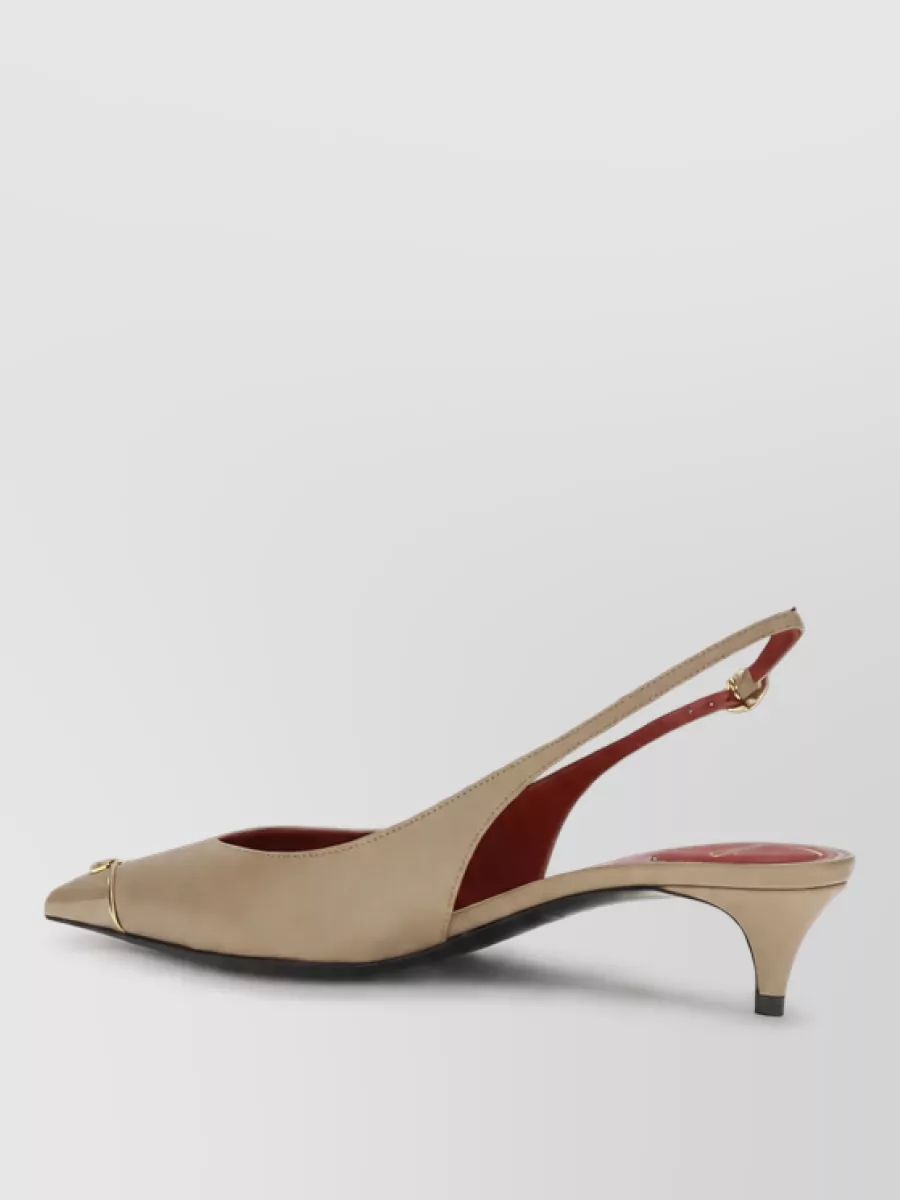 Valentino Garavani Leather Vlogo Slingback Kitten-Heel Pumps
