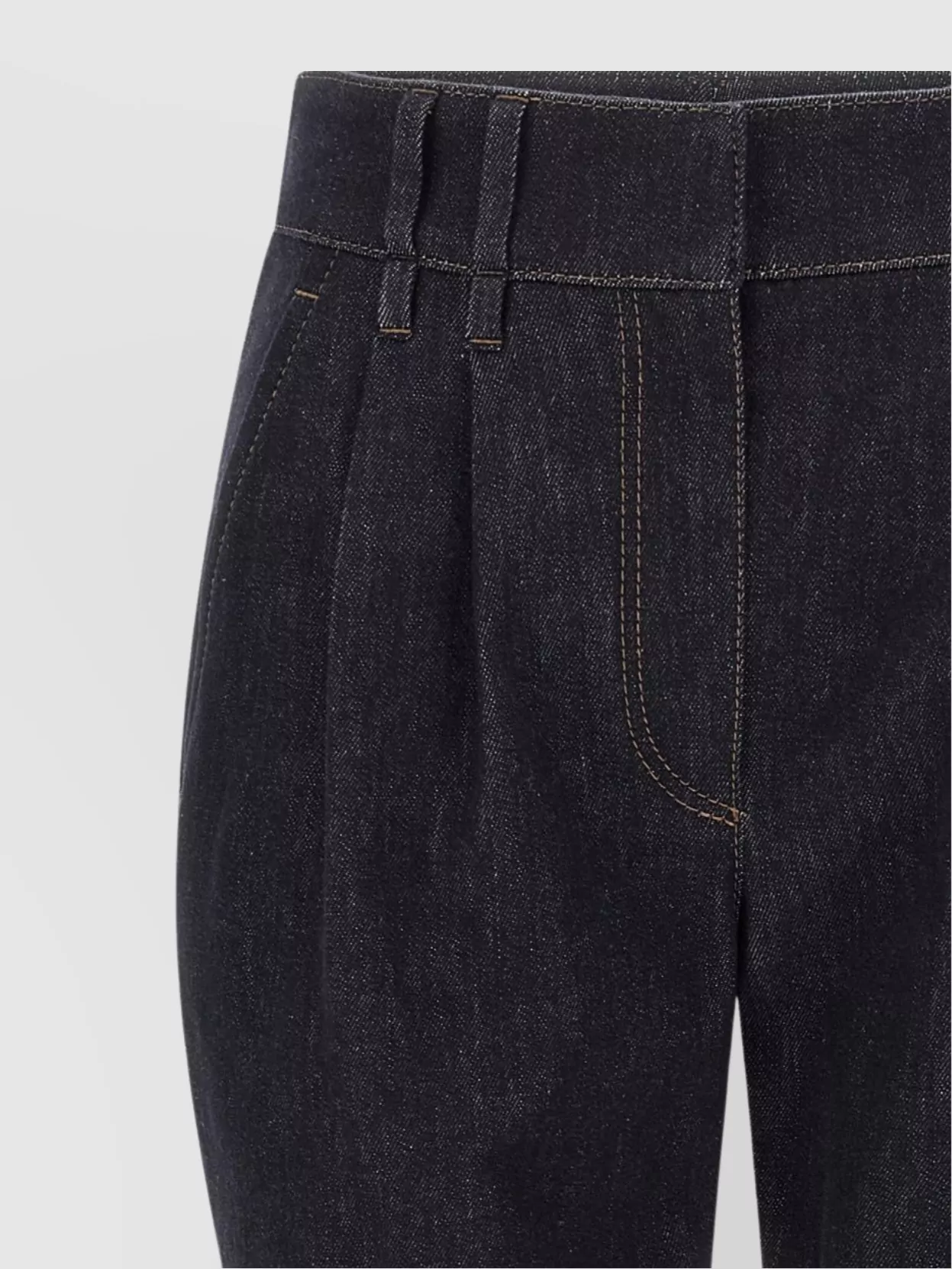 Brunello Cucinelli Equestrian Style Pleated Denim Trousers In Black
