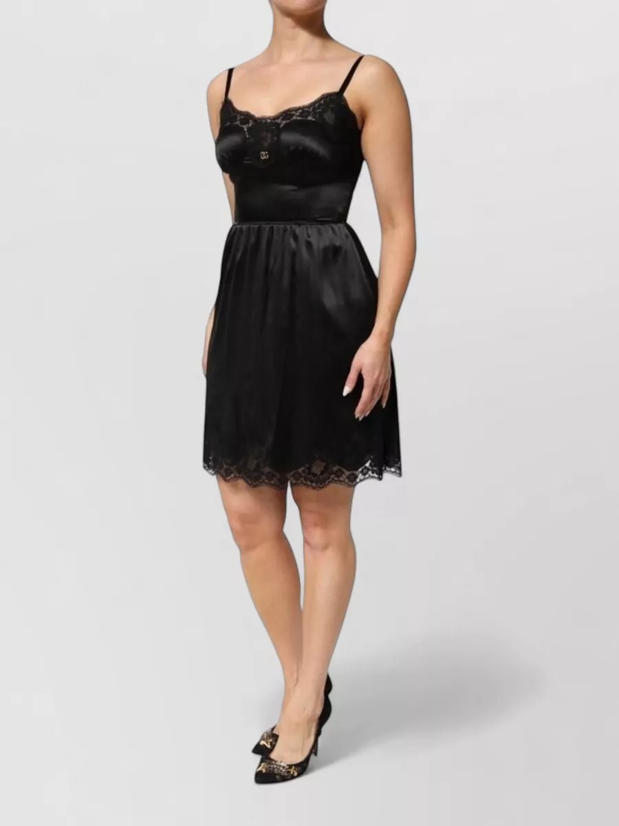 Dolce&Gabbana Silk Blend Lace Trim Sleeveless Mini Slip Dress