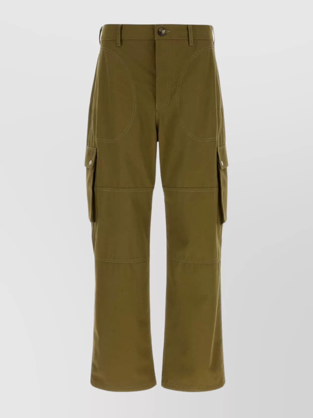 Loewe Wide Leg Cargo Trousers With Button Detailing In Green