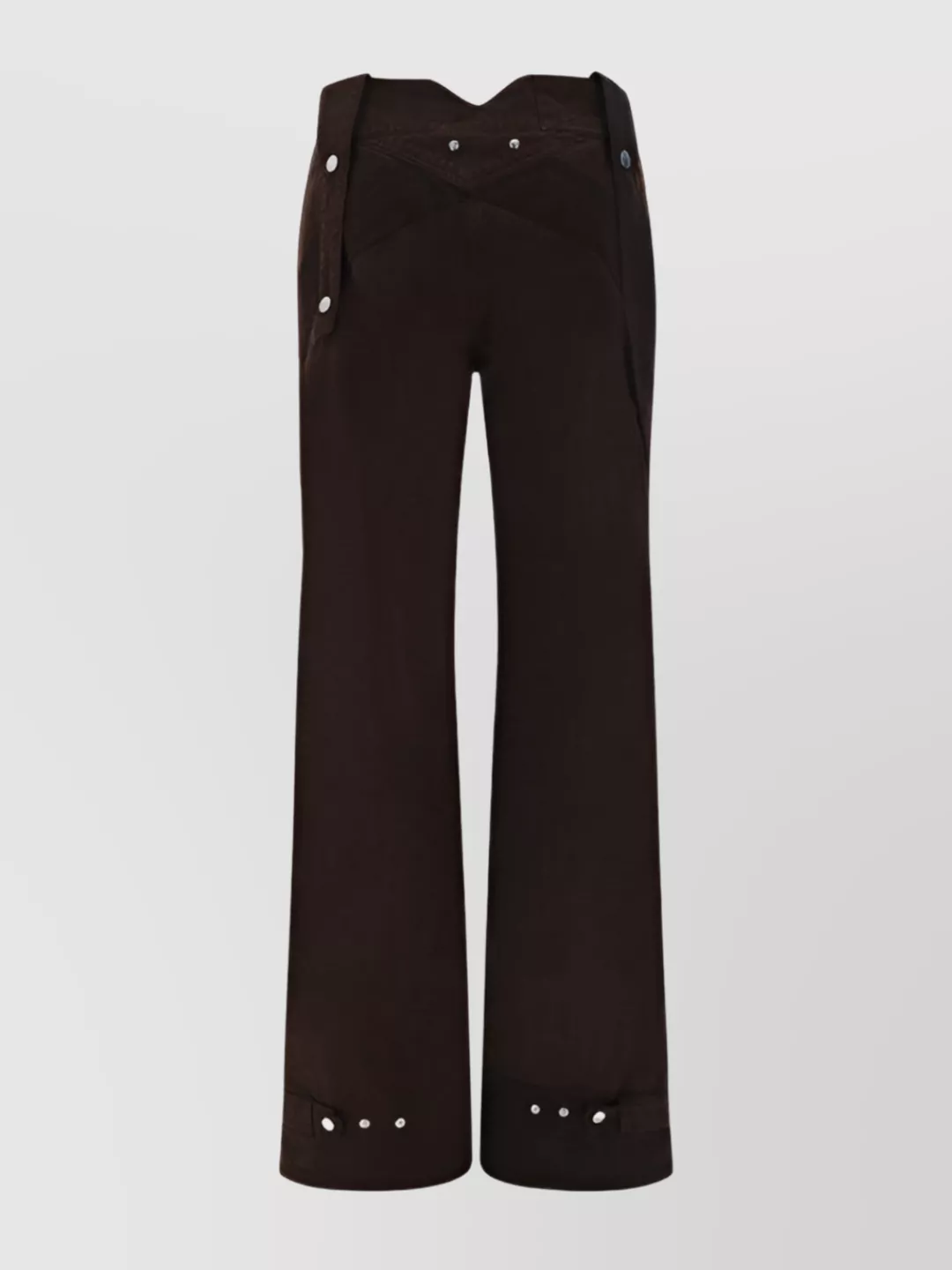 Shop Blumarine High-waisted Wide Leg Trousers With Satin Detail