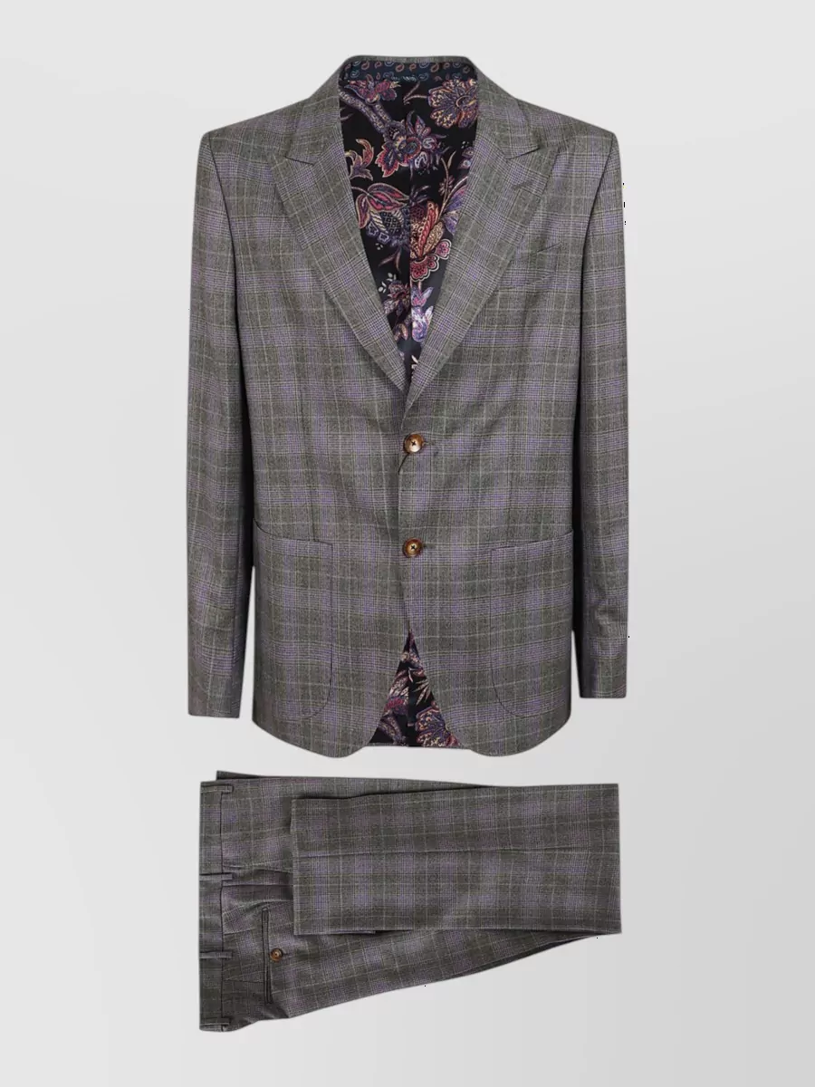 Etro wool cashmere single breasted suit
