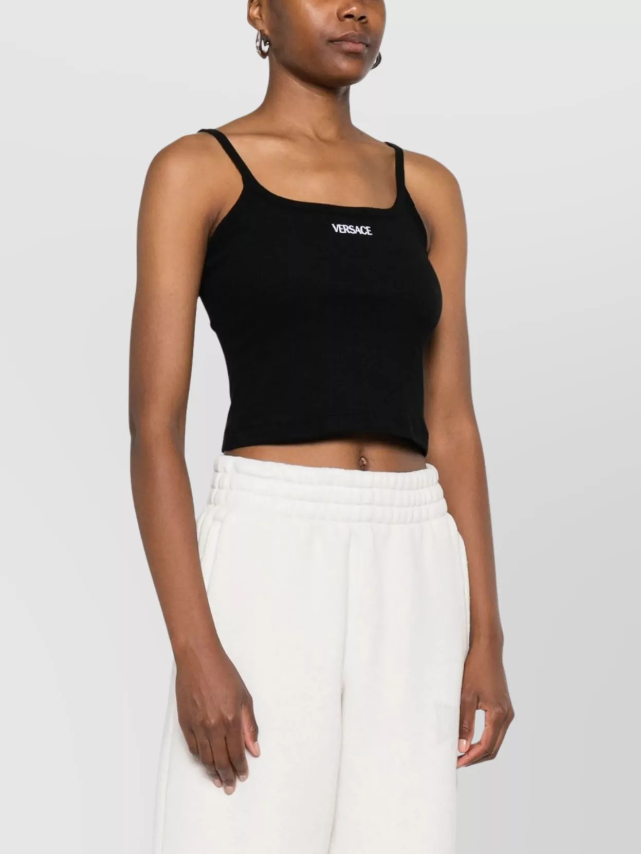 Versace Logo Ribbed Tank Top