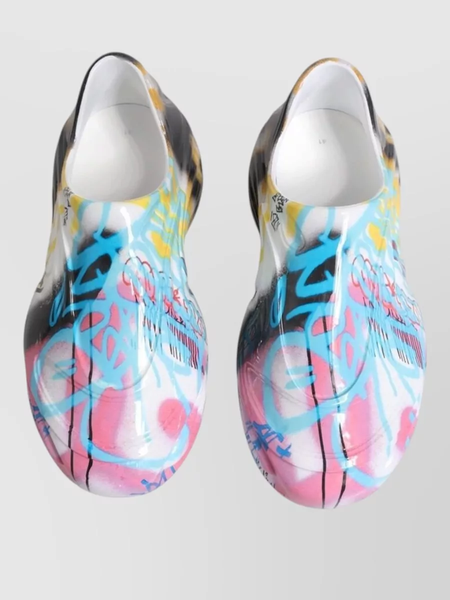 Dolce&Gabbana Leather Graffiti-Print Slip-On Sneakers