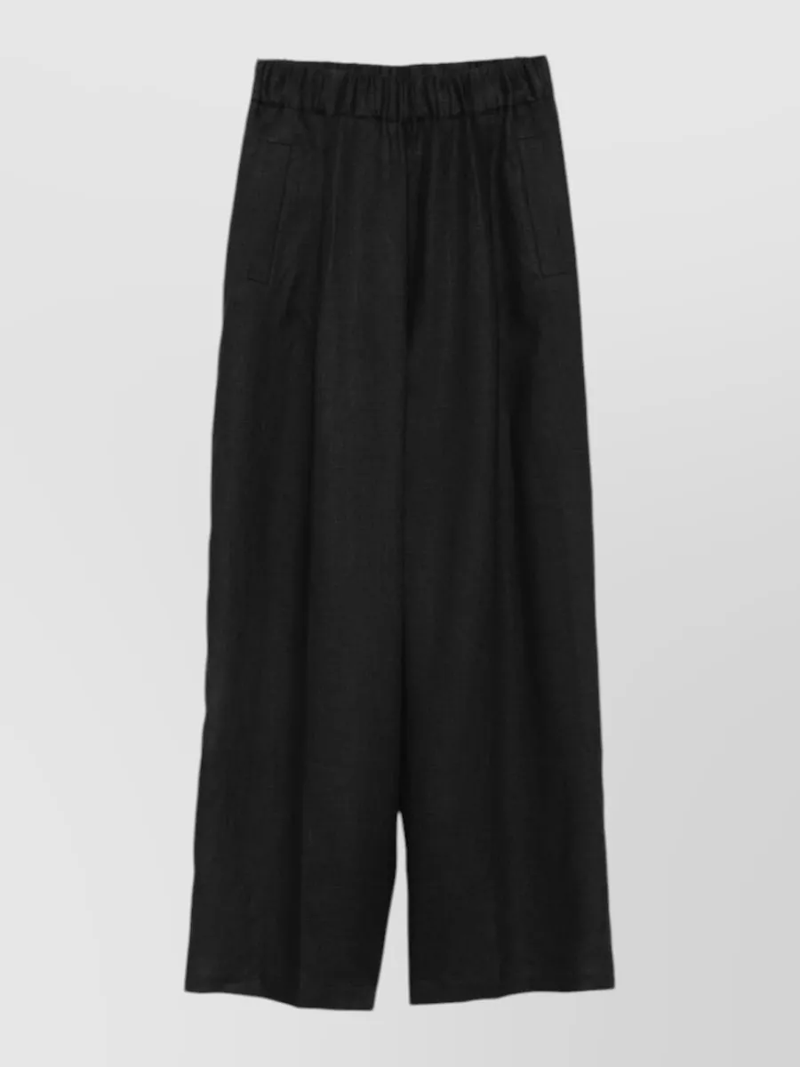 Semicouture Linen Wide-Leg Knee-Length Shorts