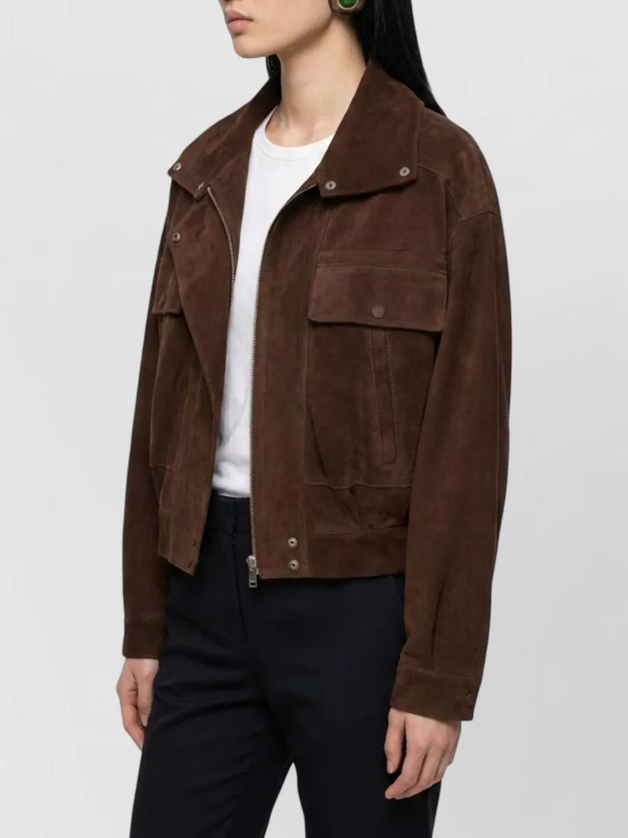 Saint Laurent Leather Gathered-Waist Short Jacket
