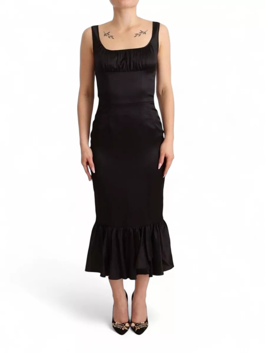 Dolce&Gabbana Silk sleeveless square-neck mermaid midi dress