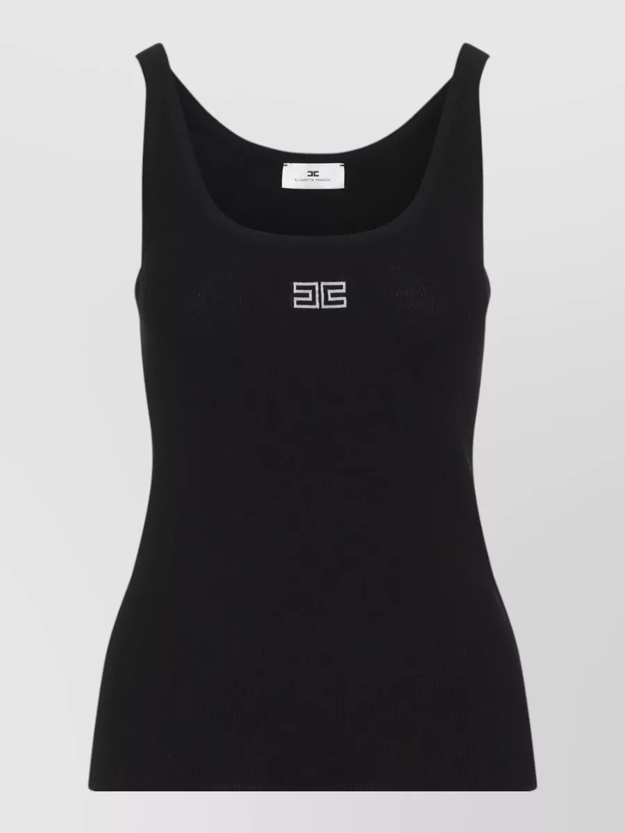 Elisabetta Franchi Ribbed Scoop Neck Knit Tank Top