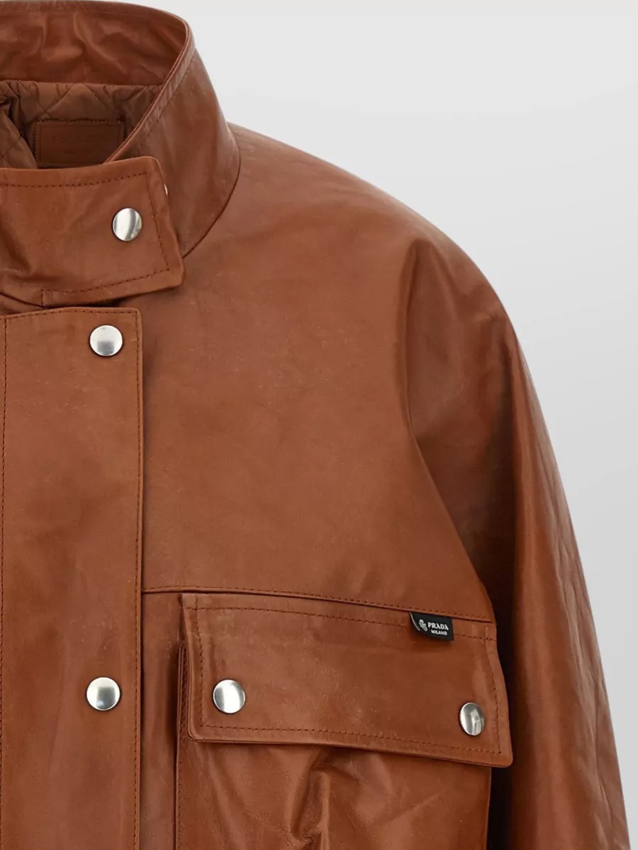 Prada Leather Quilted Single-Breasted Coat