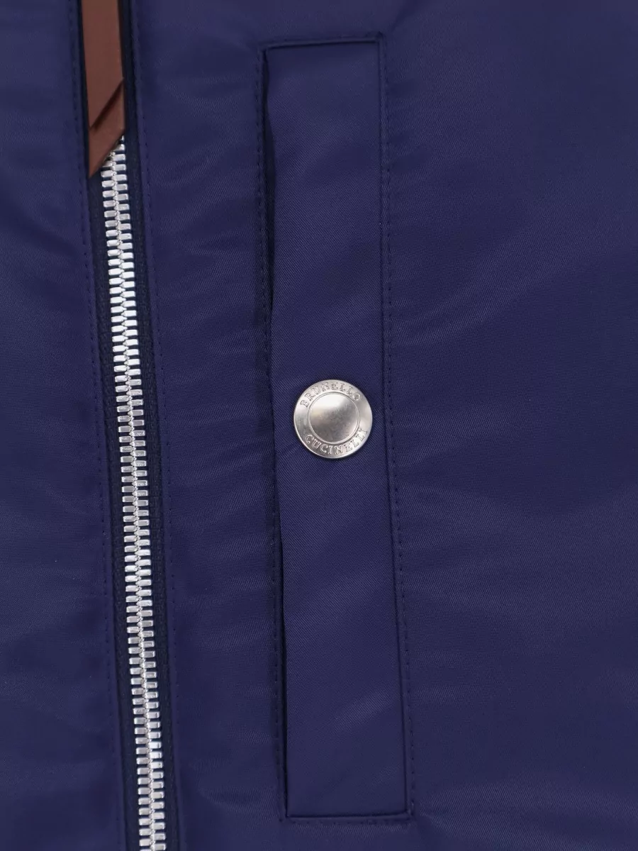 Brunello Cucinelli Nylon Sleeveless Jacket Ribbed Collar Hem