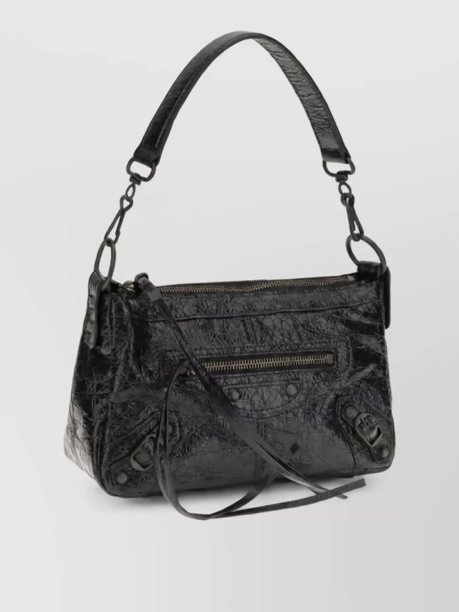 Balenciaga crush lamb leather clutch bag