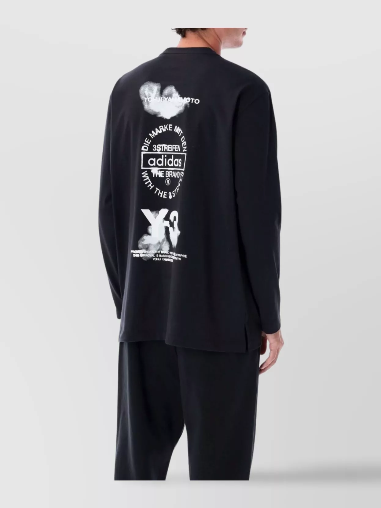 Y-3 Long Sleeve Graphic Print Crew Neck T-Shirt