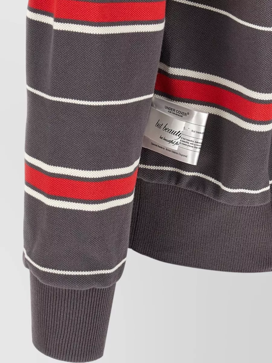 Undercover Striped Cotton Long-Sleeve Polo Shirt