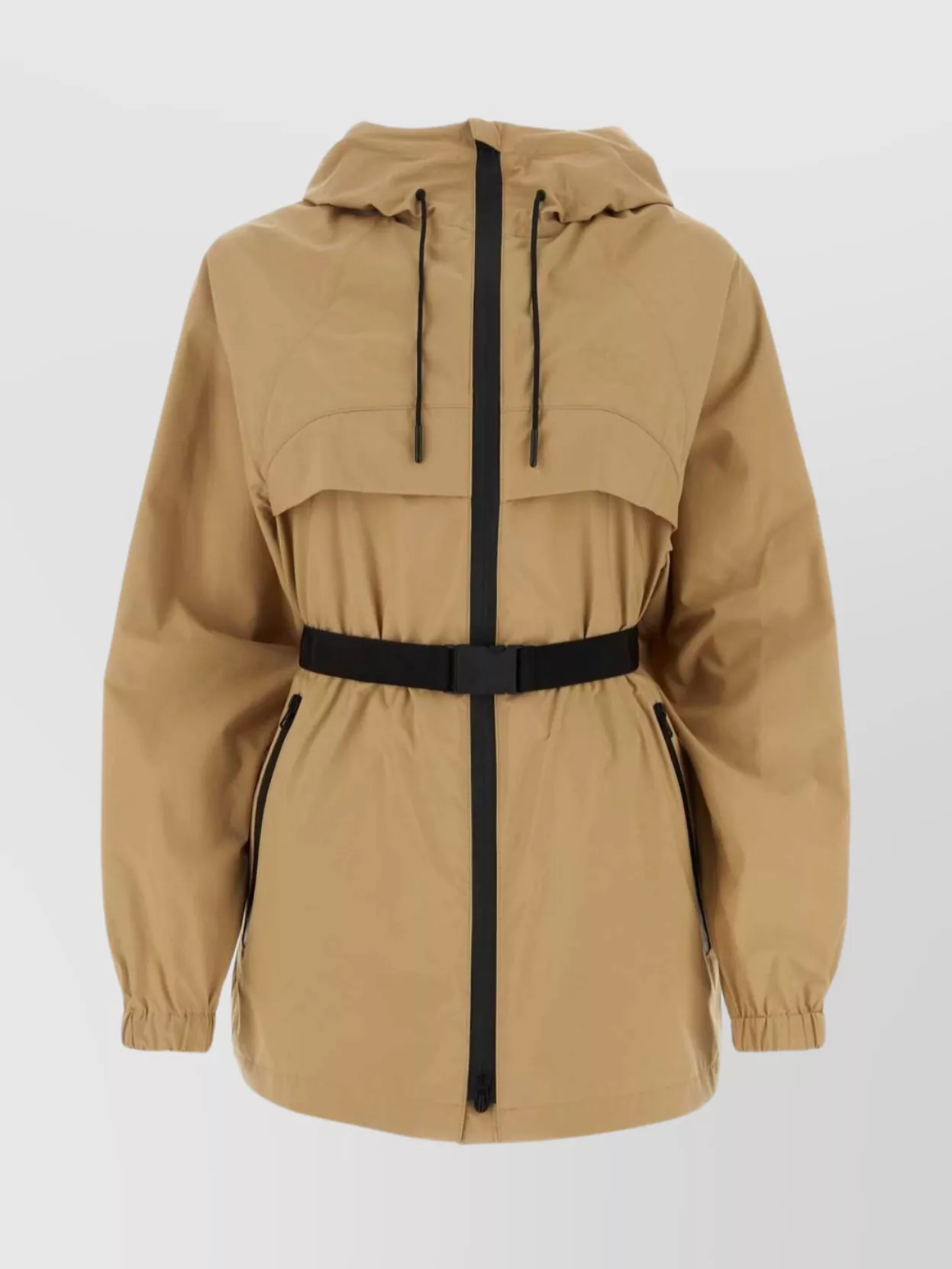 Burberry Polyester Parka With Hood And Elastic Waistband In Brown